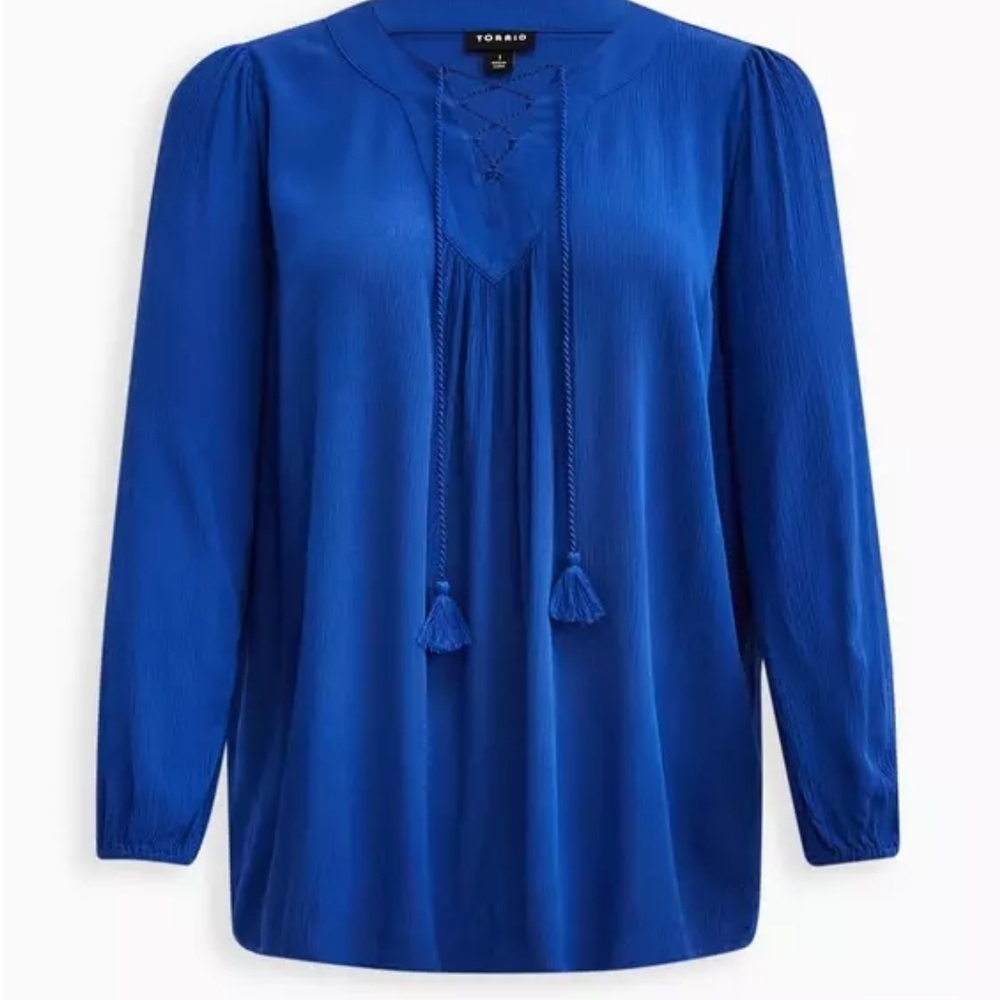 Torrid Vibrant Blue Tassel Blouse
